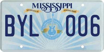 MS license plate BYL006