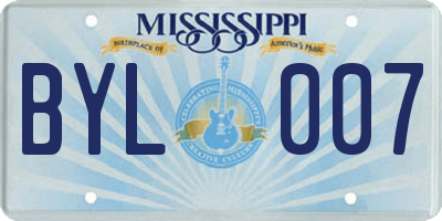 MS license plate BYL007