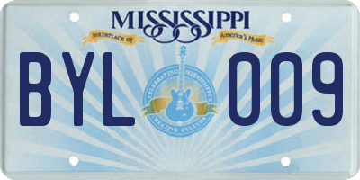 MS license plate BYL009
