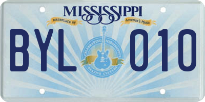MS license plate BYL010