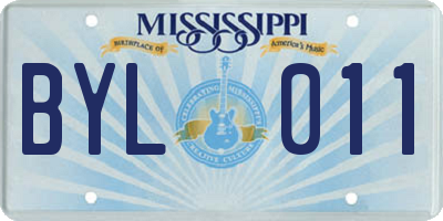 MS license plate BYL011