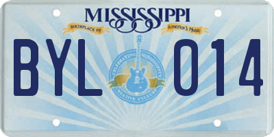 MS license plate BYL014