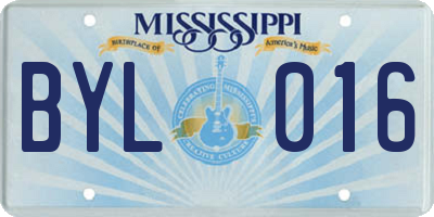 MS license plate BYL016