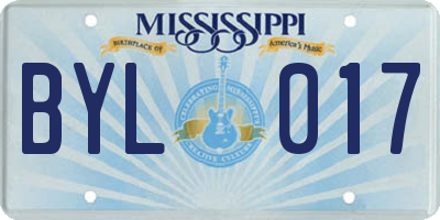 MS license plate BYL017