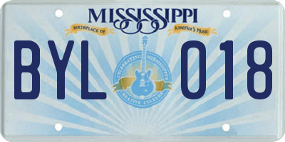 MS license plate BYL018
