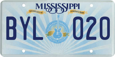 MS license plate BYL020