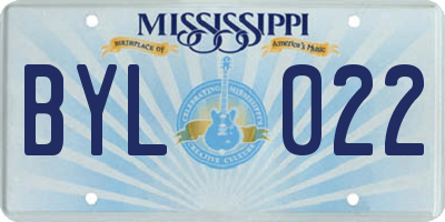 MS license plate BYL022