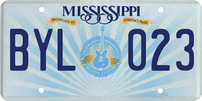 MS license plate BYL023