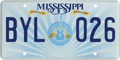 MS license plate BYL026