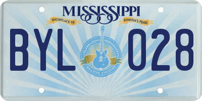 MS license plate BYL028