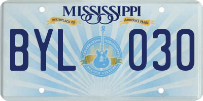 MS license plate BYL030