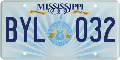 MS license plate BYL032
