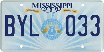 MS license plate BYL033