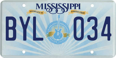 MS license plate BYL034