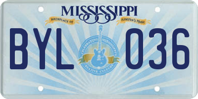 MS license plate BYL036