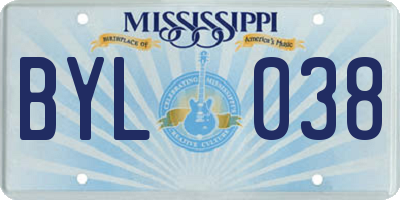 MS license plate BYL038