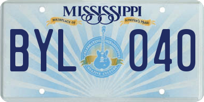 MS license plate BYL040
