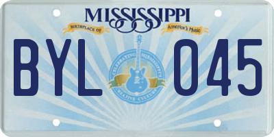 MS license plate BYL045
