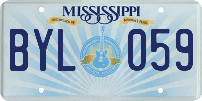MS license plate BYL059