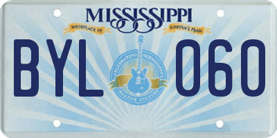 MS license plate BYL060
