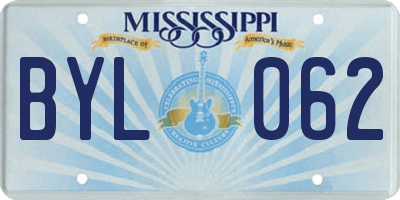 MS license plate BYL062