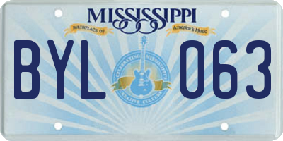 MS license plate BYL063