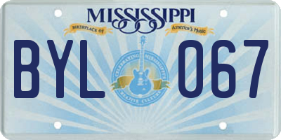 MS license plate BYL067