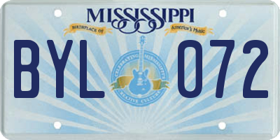 MS license plate BYL072