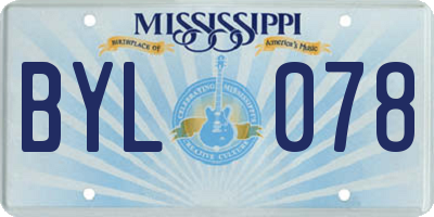 MS license plate BYL078