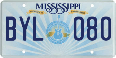MS license plate BYL080