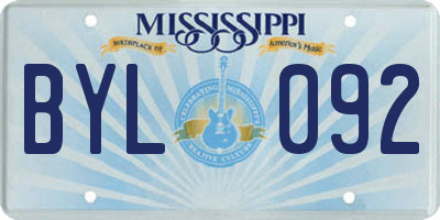 MS license plate BYL092