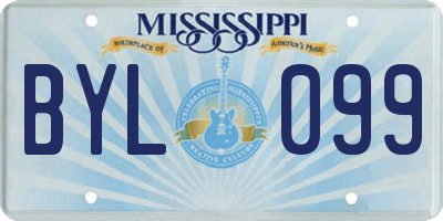 MS license plate BYL099