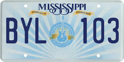 MS license plate BYL103