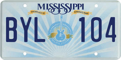 MS license plate BYL104