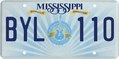 MS license plate BYL110