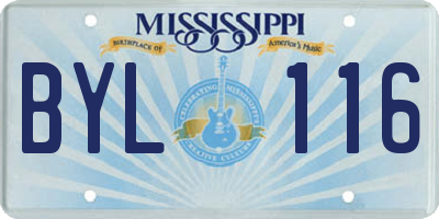 MS license plate BYL116