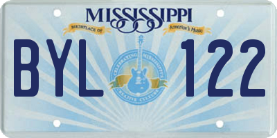 MS license plate BYL122