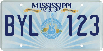 MS license plate BYL123