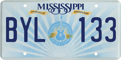MS license plate BYL133