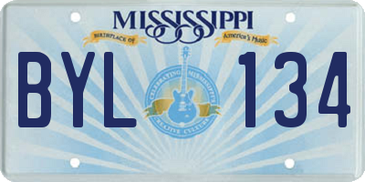 MS license plate BYL134