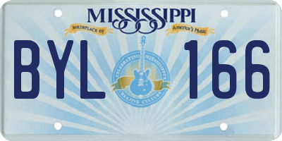 MS license plate BYL166