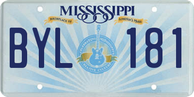 MS license plate BYL181