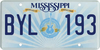 MS license plate BYL193
