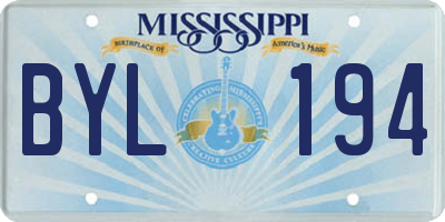 MS license plate BYL194