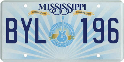 MS license plate BYL196