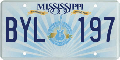 MS license plate BYL197