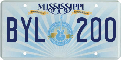 MS license plate BYL200