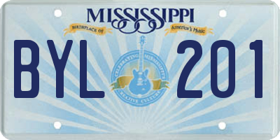 MS license plate BYL201