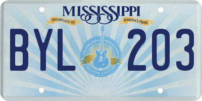 MS license plate BYL203
