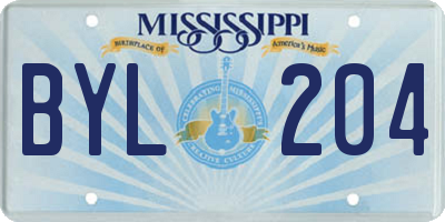 MS license plate BYL204